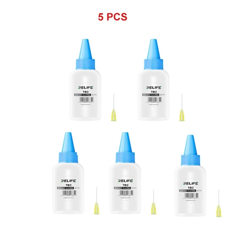 5 stücke TB2 50ML Leere Kunststoff Flasche Telefon Reparatur Squeeze Flasche für Alkohol Löten Flux Kolophonium Spender mit Nadel