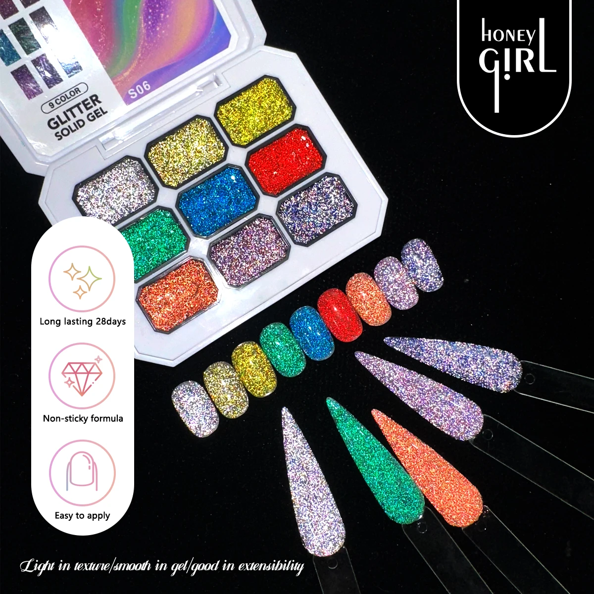Neunfarbiges Diamant-Nagelgel, Geeignet für DIY-Nägel, Salon und Nageldesign – Detail 18