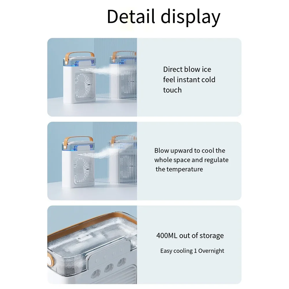 Draagbare Luchtkoeler Ventilador USB Oplaadbare Watermist Verstelbare Verlichting é Geschikt para Thuiskantoren