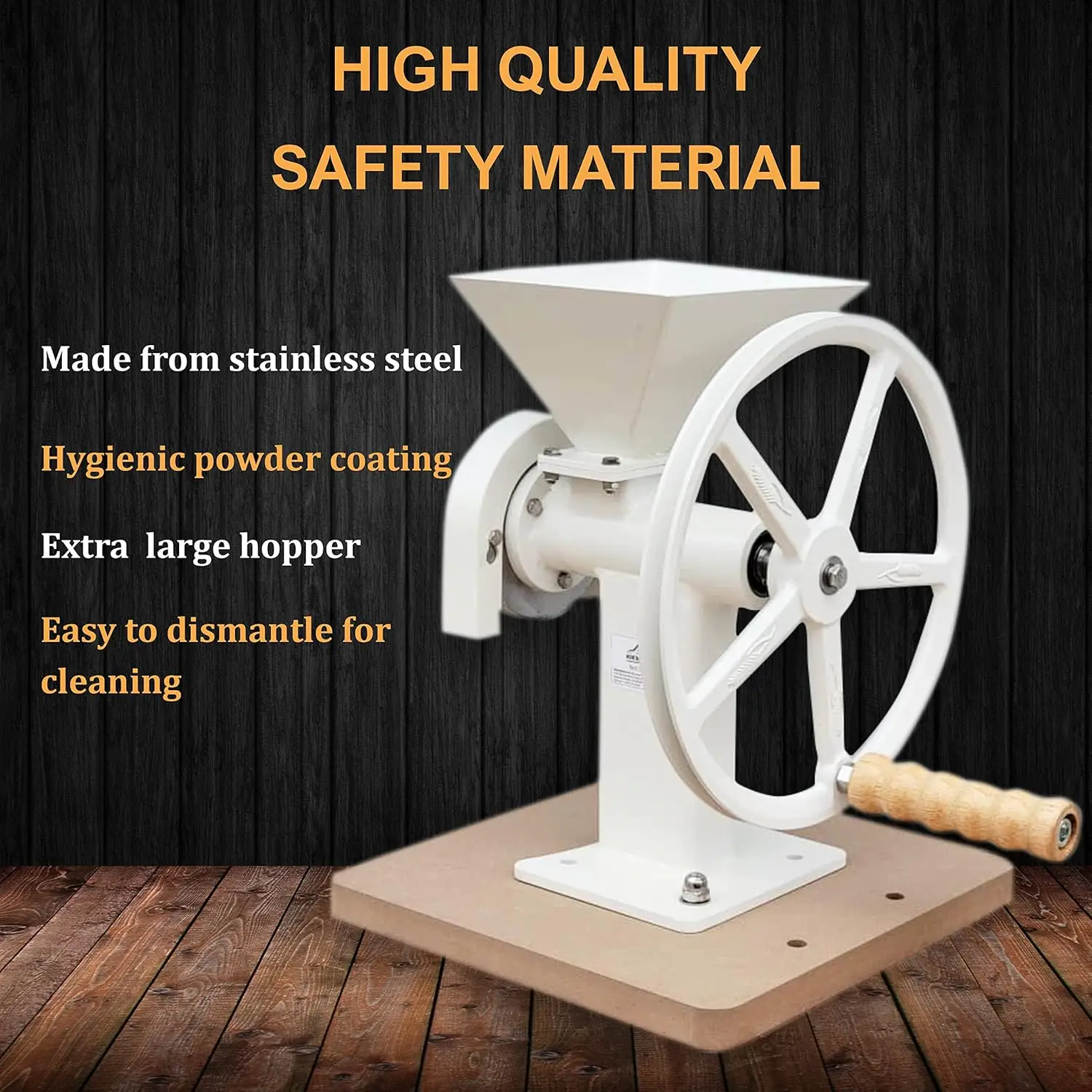 Hand Grain Mill With Steel Disc, High Hopper Grain Grinder For Flour Dry Household Cereals Herbs Corn Kitchen Spices Coffee Bean