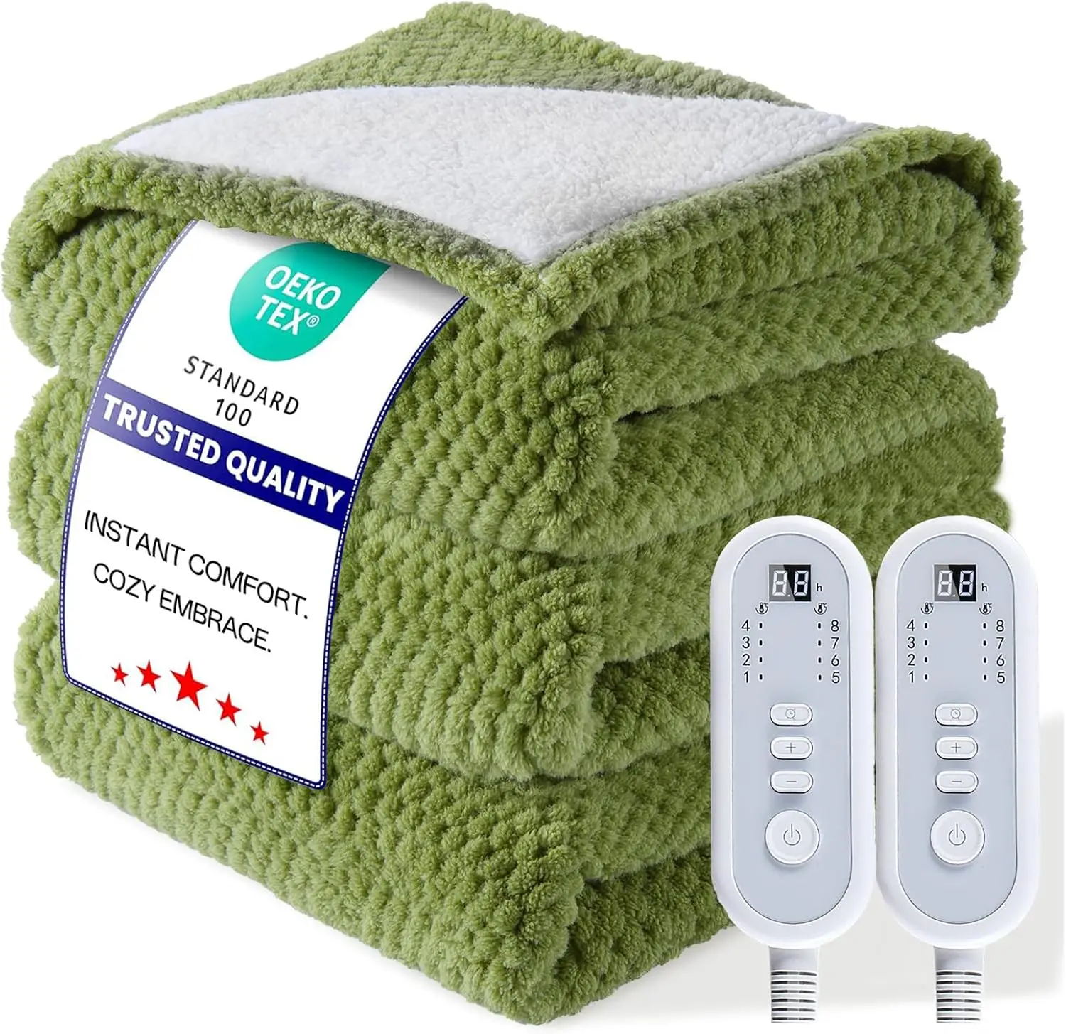 

Электрическое одеяло с подогревом размера Queen, 84 x 90 дюймов, быстрый нагрев, шерпа, двойное управление, 8 уровней нагрева и автоматическое отключение, можно стирать в машине