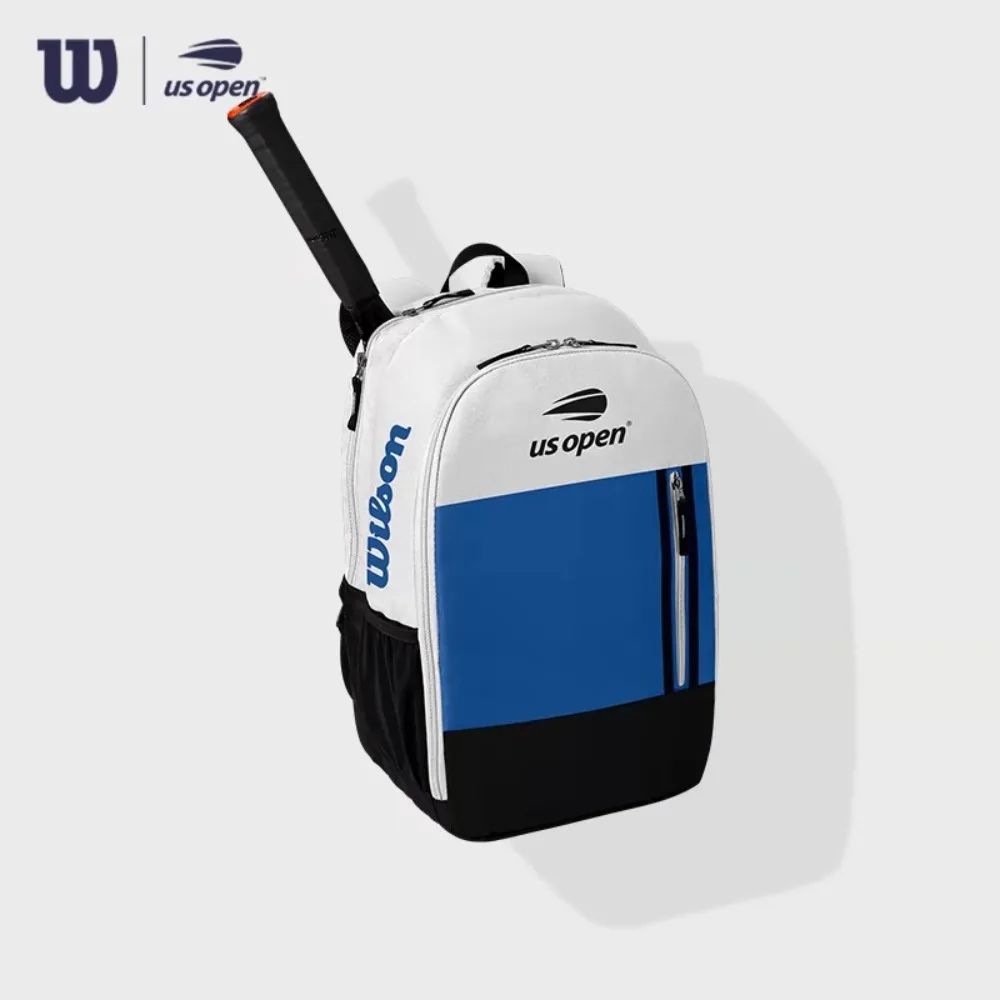 Wilson US Open 2023 Team Tennis Racket Backpack Super Tour Large Sports Tennis Bag for 2-3 Racquets Navy White WR8018501001