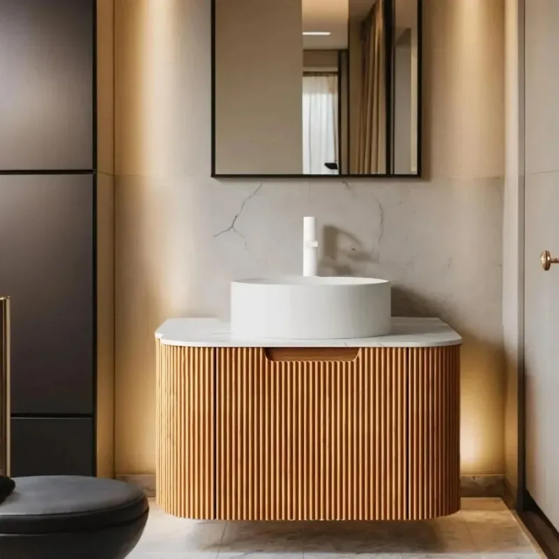 Modern Minimalist 24-Inch Bathroom Vanity W/Sink,Large Storage,Cabinet Floating with Marble Top&Basin Ultra-Thin Ceramic