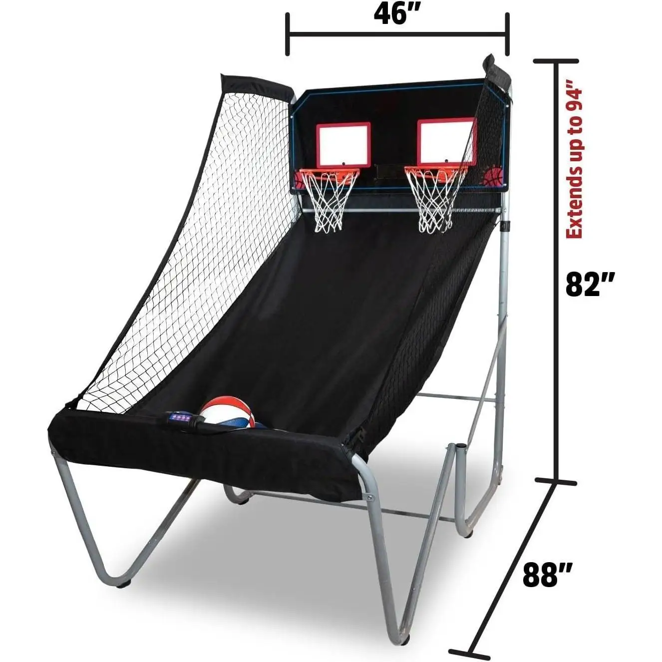 Tiro duplo W_Home |   Jogo de basquete arcade para casa |   Aro de pontuação do sensor, 16 modos de jogo, 7 bolas |   Dobrável para fácil