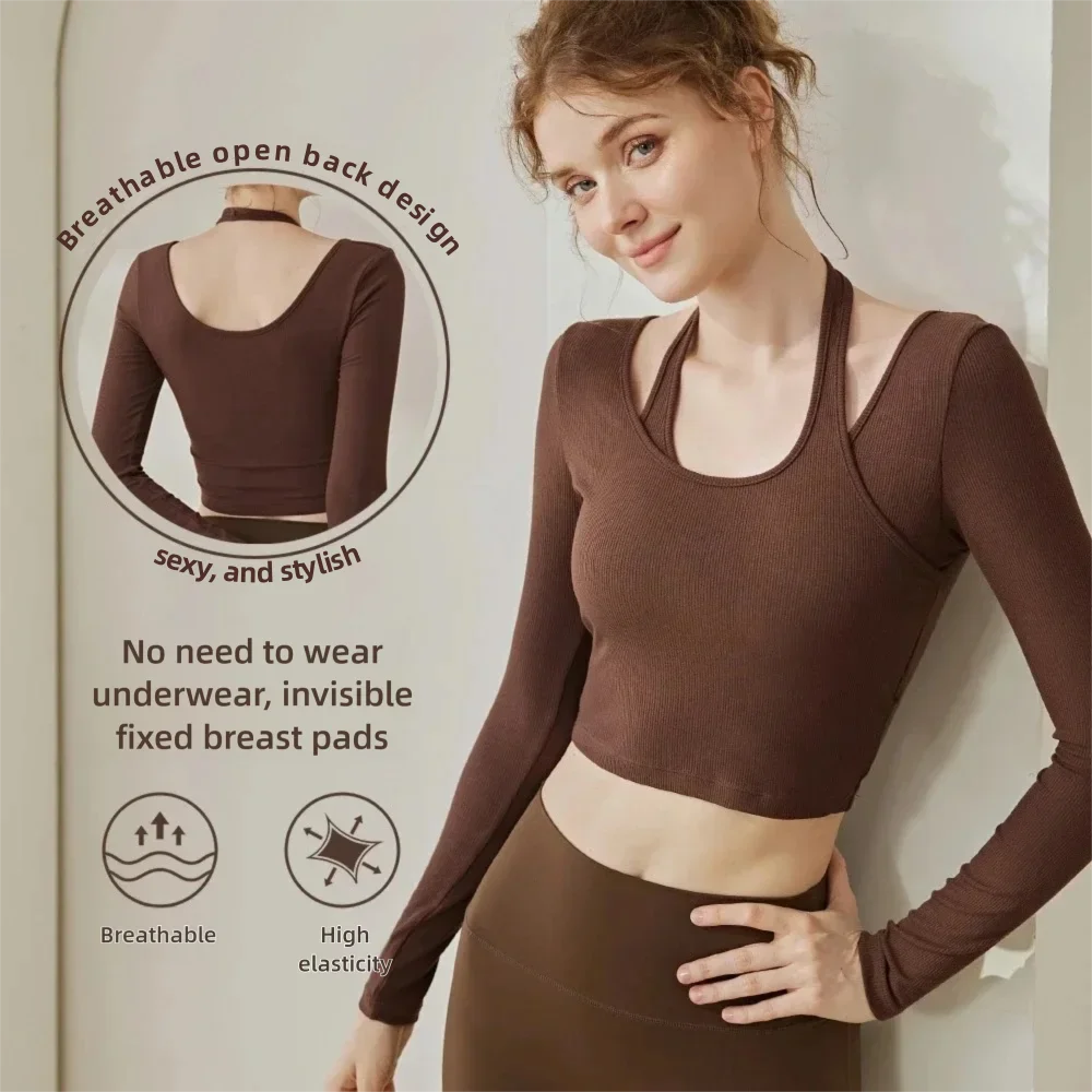 

Одежда для йоги с длинным рукавом, женская Новое поступление, ажурный дизайн, утягивающая антивозрастная одежда для фитнеса и тренировок для спорта на открытом воздухе