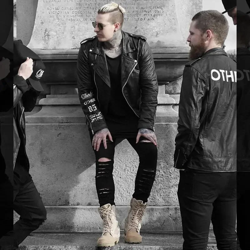 Черные джинсы узкие ноги High Street Punk Rock микроэластичная ткань развивающая нравственность