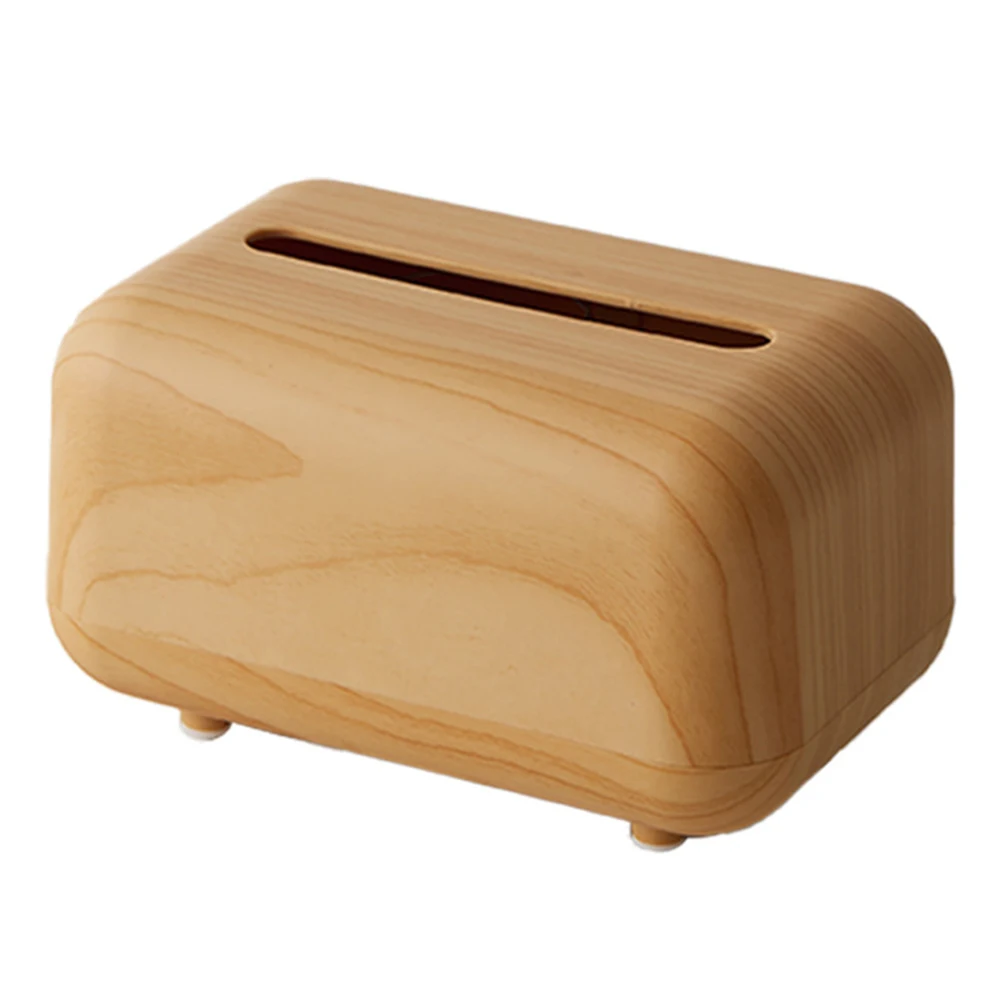 Magnetic Wood Grain Tissue Holder with Spring Loaded Mechanism and Non Slip Bottom Designed for Easy Dispensing
