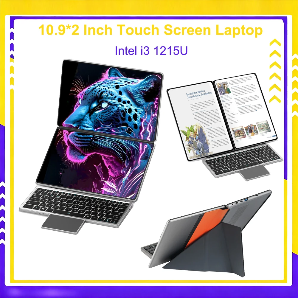 10.9*2 Inch Touch Screen Laptop Dual Screen Notebook Intel i3 1215U N100 WIFI6 2 in 1 Laptop Tablet Portable Business Computer