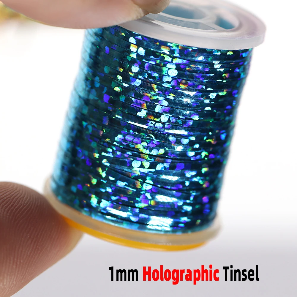 Wifreo-oropel holográfico de 0,3mm/1mm, cinta plana de Mylar, Material de Flash para ninfas Streamer Flashback