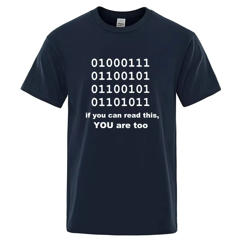 Funny Binary Code Graphic T‑Shirt If You Can Read This Nerd Geek Programmer Casual Short Sleeve Unisex Developer Humor Tee Gift