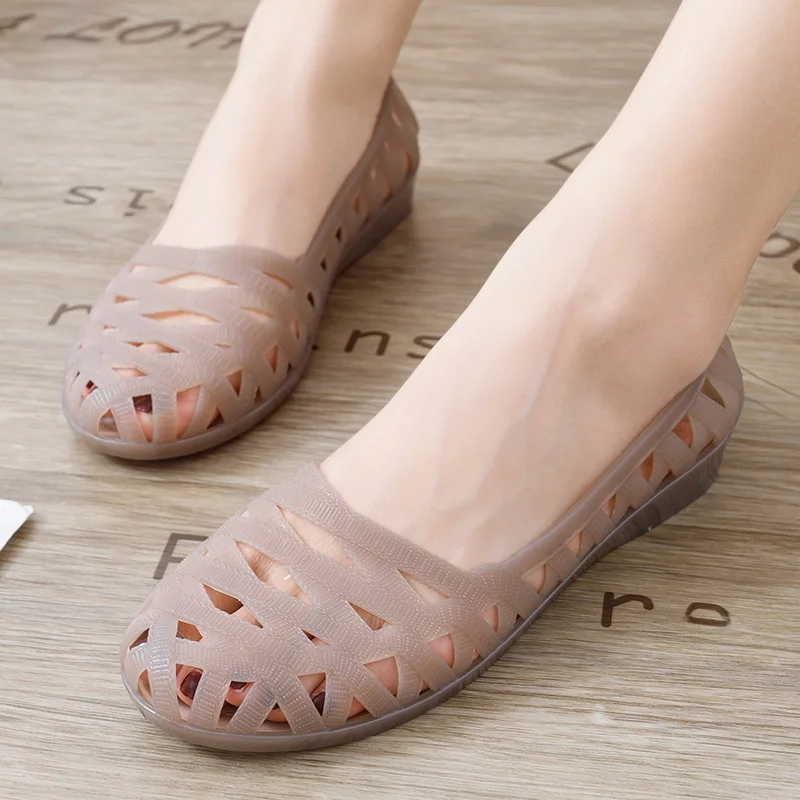 Comfortable Thick Bottom Sandals Women's Open Toe Slip-On Casual Slipper Fashionable Hollow out Design Anti-Slip Summer Shoes