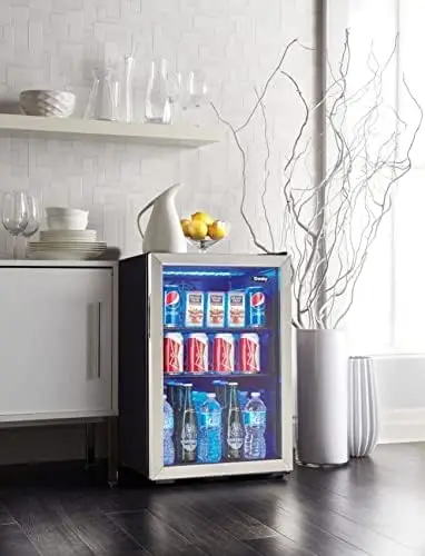 NO.1 DBC026A1BSSDB 95 Can Beverage Center, 2.6 Cu.Ft ตู้เย็นสําหรับชั้นใต้ดิน, ห้องรับประทานอาหาร, ห้องนั่งเล่น, ตู้แช่เครื่องดื่มที่สมบูรณ์แบบสําหรับ B