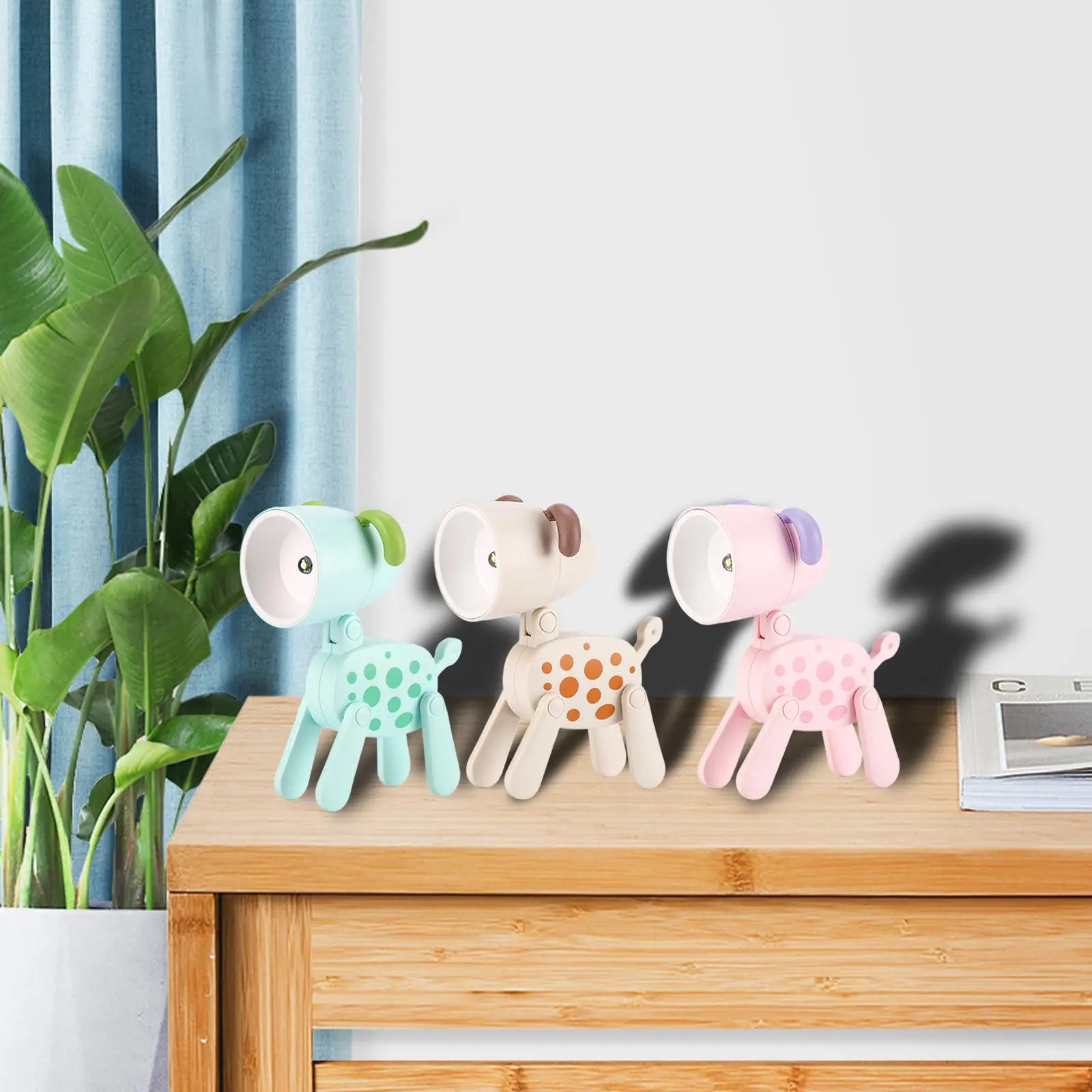 Mini lámpara de escritorio LED ajustable con forma de perro, luz nocturna creativa para sala de estar