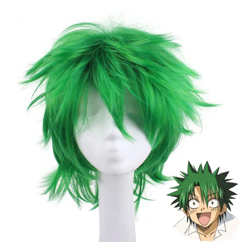 Anime Ley de Ueki Cosplay peluca verde Kosuke Ueki Cosplay peluca para hombres Halloween carnaval fiesta pelo Cosplay Accesorios
