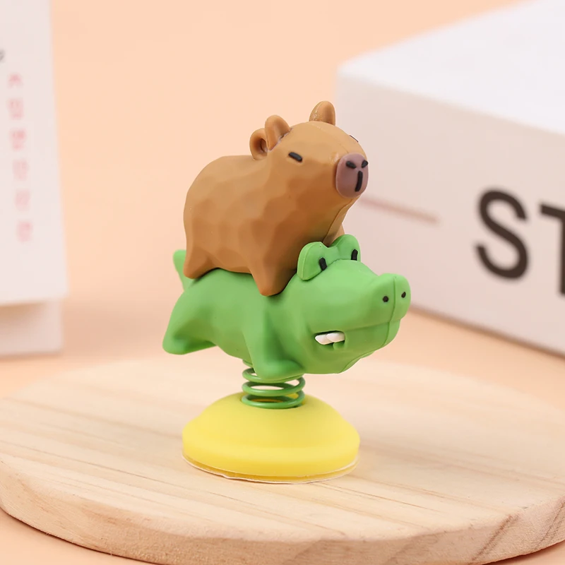 1Pc Cute Capybara Car Interior Decoration Creative Spring Capybara Shaking Head Dashboard Figurine Motocycle Hand Ornament