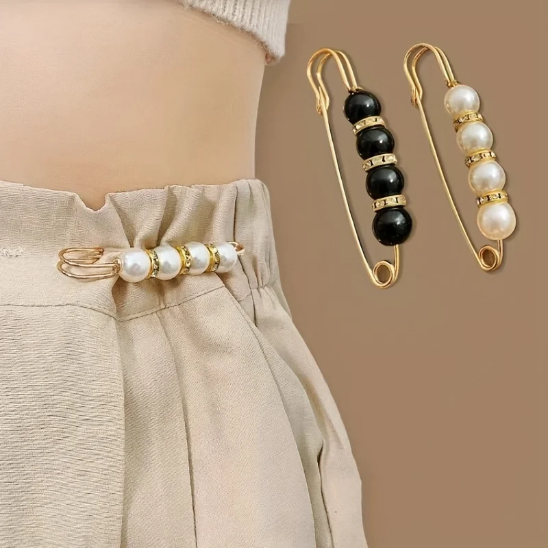 Exquisite and Elegant Beaded Waist-cinching Brooch Pin, Used for Reducing and Securing the Waistband