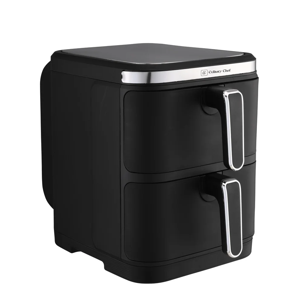 11.6쿼트 이중 적층 디지털 에어프라이어, 듀얼 조리 챔버, 12가지 사전 설정 메뉴, 공간 절약형 디자인, 효율적인 작동, 1800W 출력