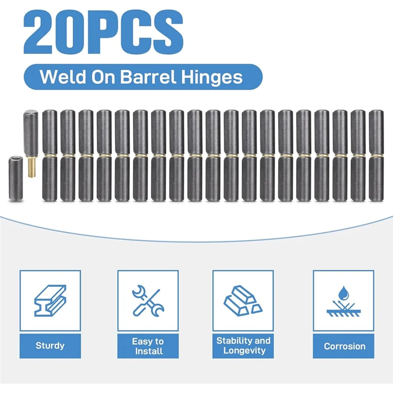 

【24 Hours Sale】20 Pack Carbon Steel Weldable Barrel Gate Hinges, Weld On Barrel Hinges, Detachable Barrel Door Hinges For Swing