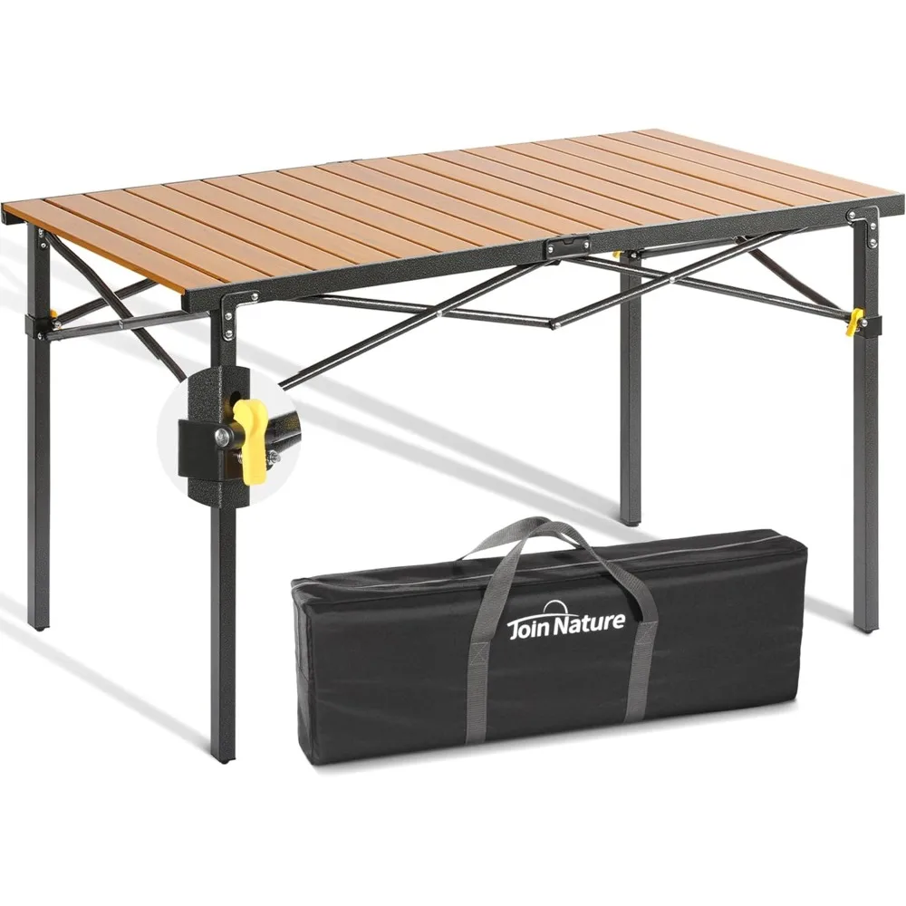 

Portable Outdoor Camping Table Large for 2-6 Person - Foldable Camp Table with Aluminum Roll-Up Top & Carry Bag for BBQ, Tailgat