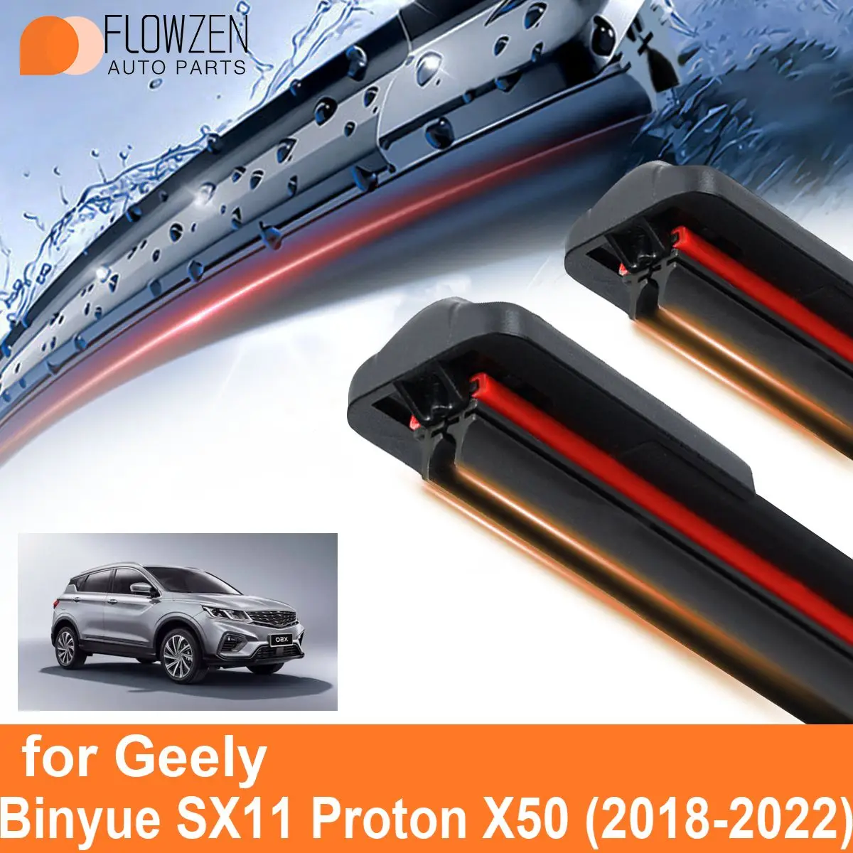 Car Windshield Wiper Blades for Geely Binyue SX11 Proton X50 Double Rubber Frameless Bracketless WipersSoft Accessories2021 2022