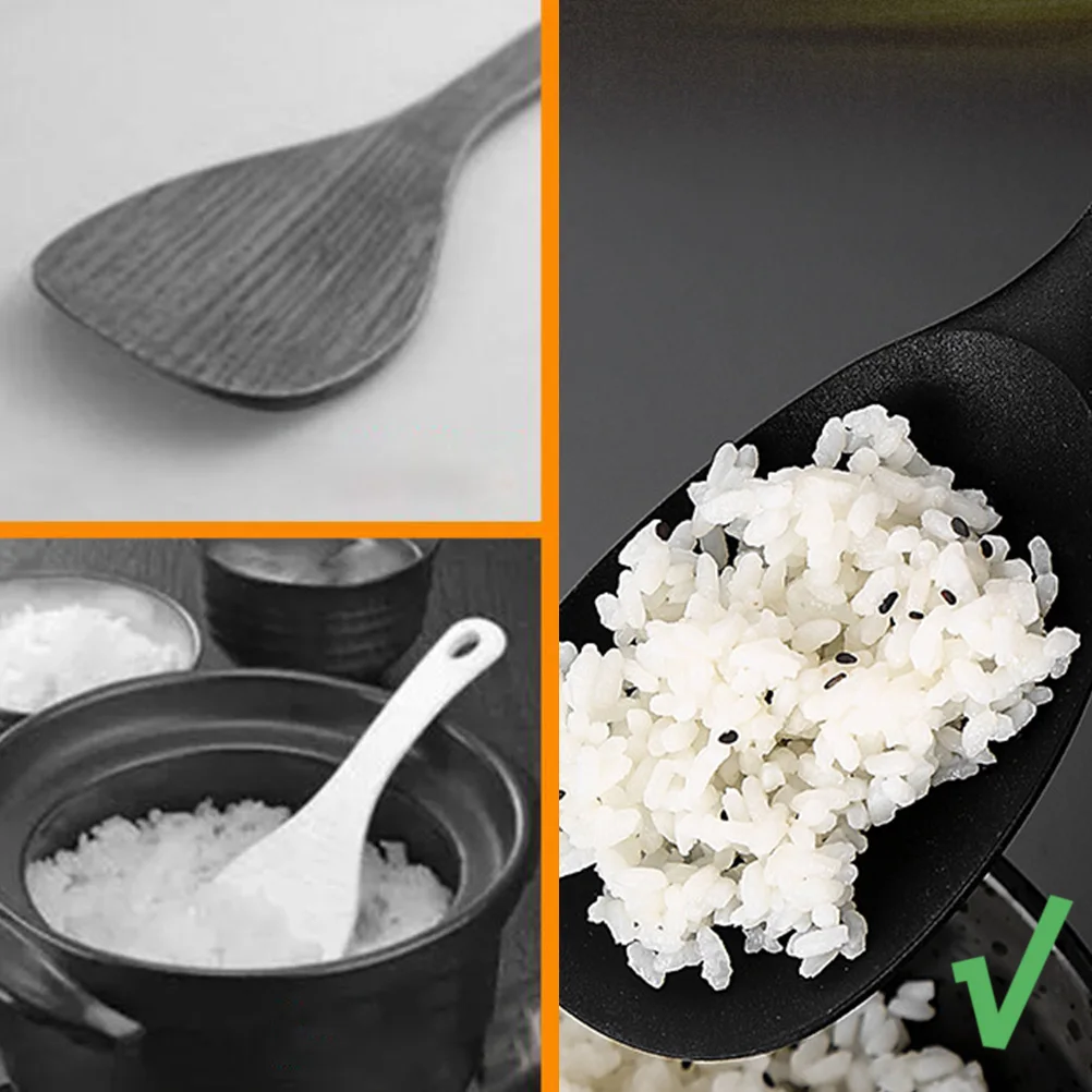 

Silicone Stainless Steel Rice Spoon Home Kitchen Tableware Heat Resistant Hanging Hole Design Non Sticky Smooth for Home