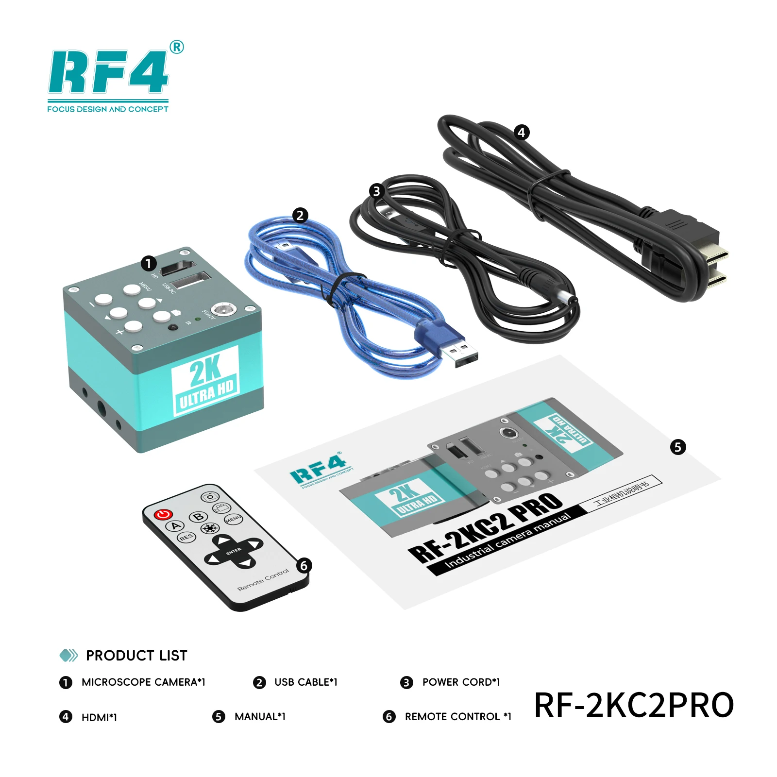 RF4-2KC2PRO HDMI 1080P Camera Video Microscope Camera Industrial Electronic  Observing IC Welding Repair Magnifying Glass