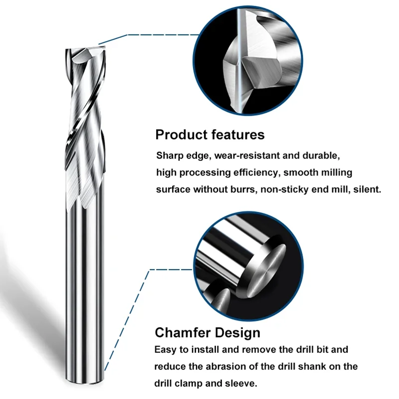 2 Flute Flat Up Cut End Mill 4mm/6mm Shank，Carbide CNC Router Engraving Bit PVC MDF Milling Cutter Spiral Router Bit for Wood ﻿