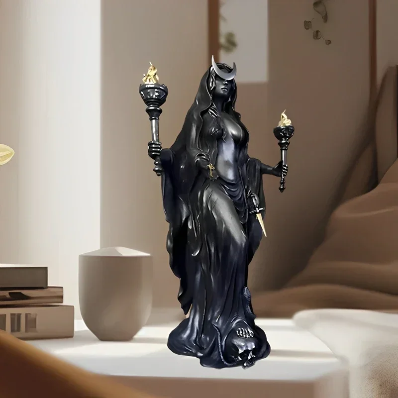 Goddess Statue Antique Finish Statue Resin Wizard Goddess Sculpture Art Garden Ornament Halloween Home Decor Sculpture