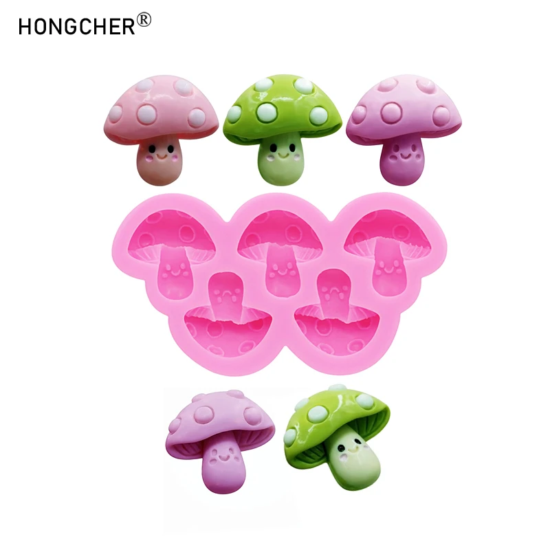 Mini cogumelo dos desenhos animados chocolate flip bolo cozimento sobremesa decoração molde de silicone diy resina jóias acessórios moldes de gotejamento