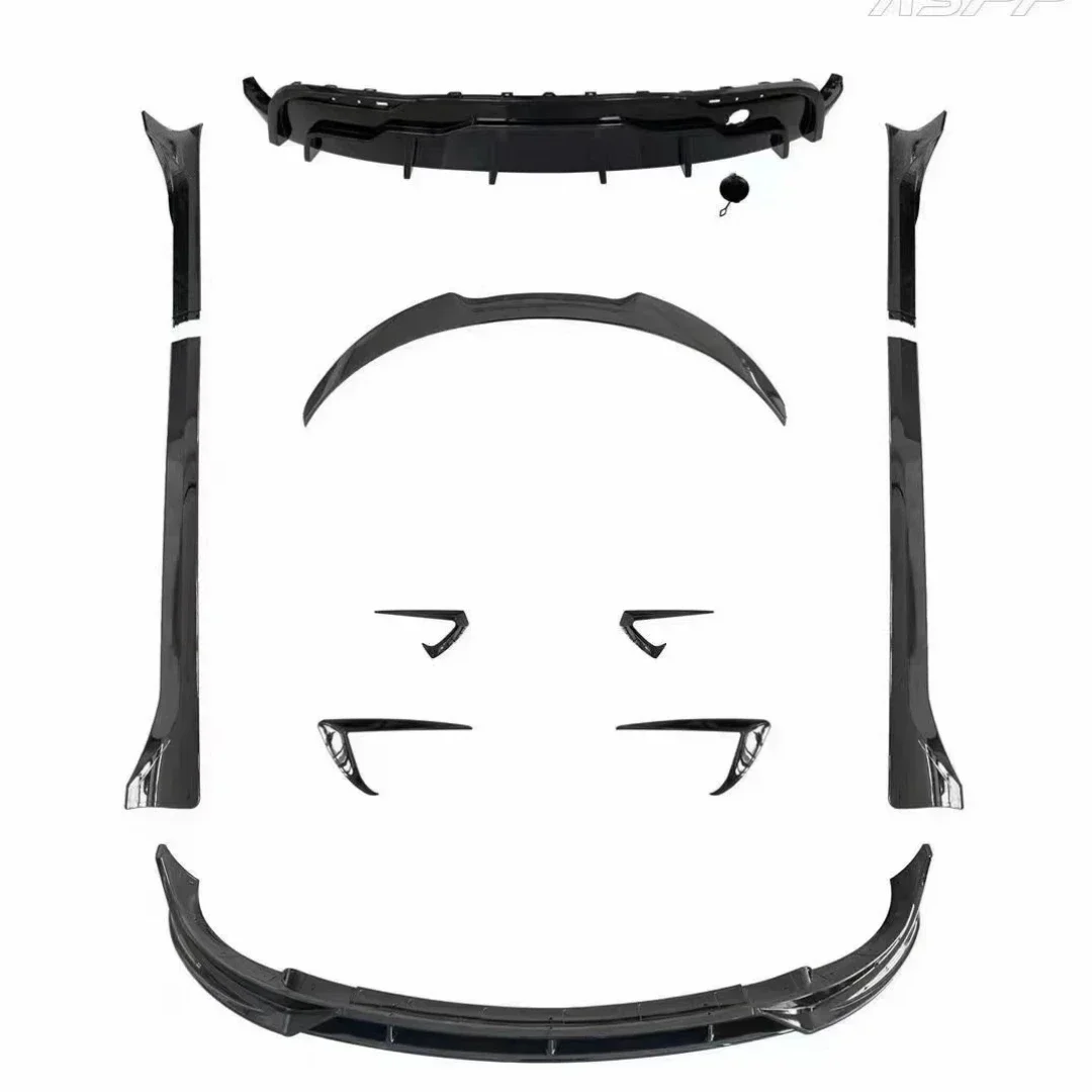 Carbon Fiber brilliant black Body Kit front rear lip for Tesla model Y convert side skirt tail wing window blind Car Accessories