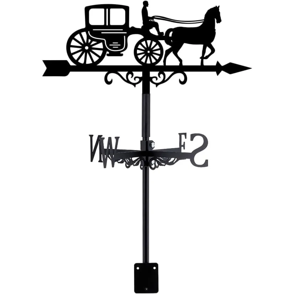 

Carriage Metal Weathervane Black Metal Weathervane Wind Vanes Sign Ornament Outdoor for Roof Mount Farmhouse Garden Outdoor Yard