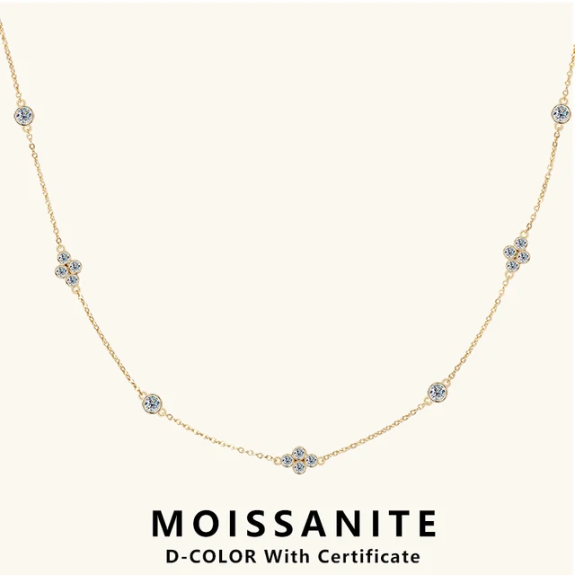 Lnngy 3mm i 2mm Moissanite Choker naszyjniki kołnierz Plata 925 srebro łańcuszek do obojczyka naszyjnik dla kobiet biżuteria na szyję prezent