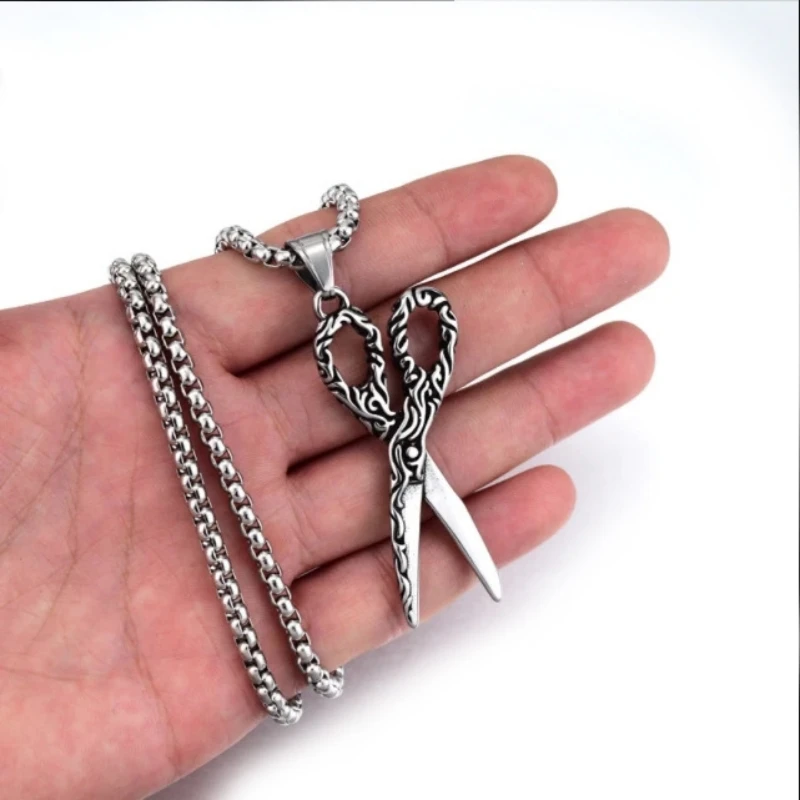 أزياء شخصية، حلاق بسيط، قلادة مقص، اتجاه إكسسوارات الهيب هوب للشارع للرجال #4