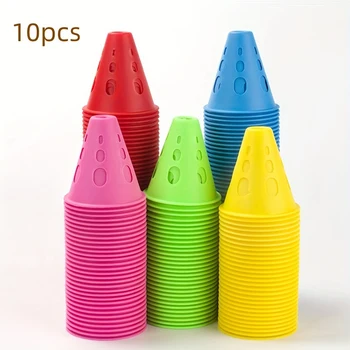 10pcs Marking Training Road Cone Roller Skating Piles Portable Multifunctional Skates Roadblocks Soccer Training Obstacles Props