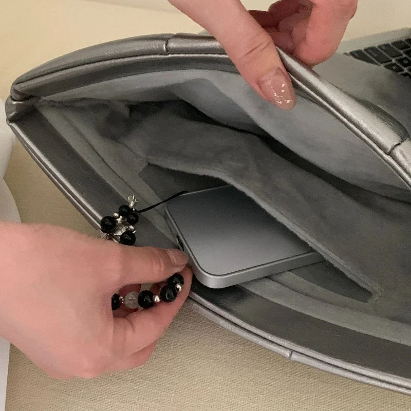 Silver Computer Protective Notebook Case Nylon Down Cotton for Macbook Ipad Inner Bag11 13 14 15 Inch Laptop Bags Sleeve