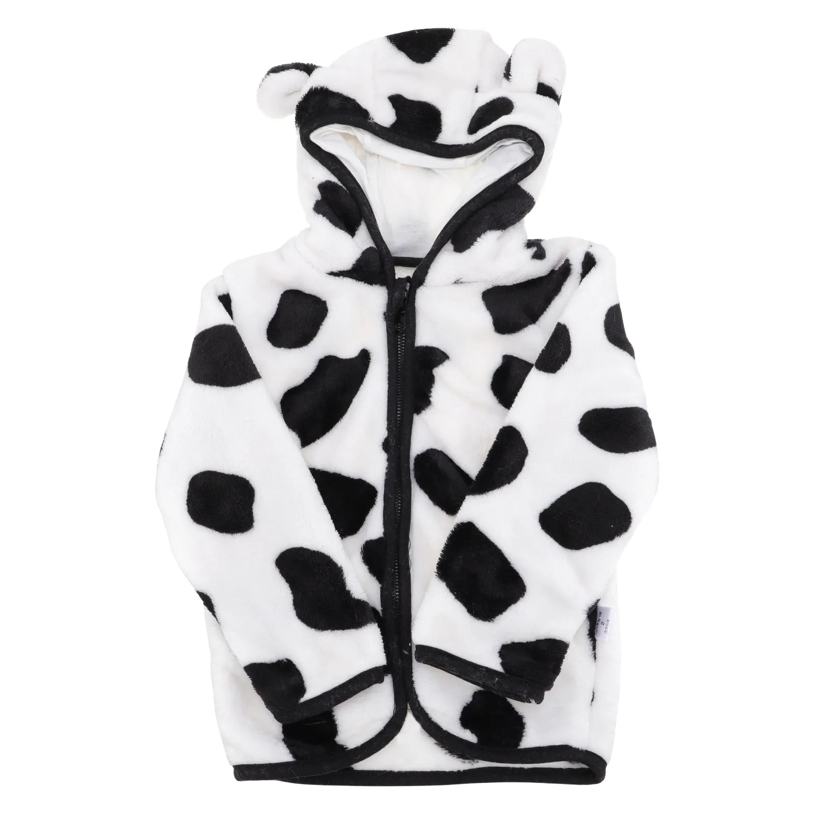 Cow Pattern Children Coat Warm Coral Fleece Kids Outerwear Comfortable Easy Care Machine Washable Lightweight Winter Jacket