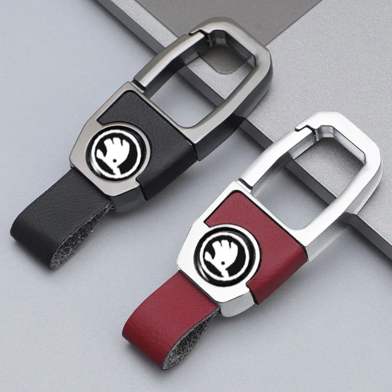 

Брелок с эмблемой автомобиля из сплава, кожаные брелоки для ключей, цепочки для Skoda Kodia Kamiq Karoq Fabia 2, Superb Octavia A7 Tour RS Rapid Felicia