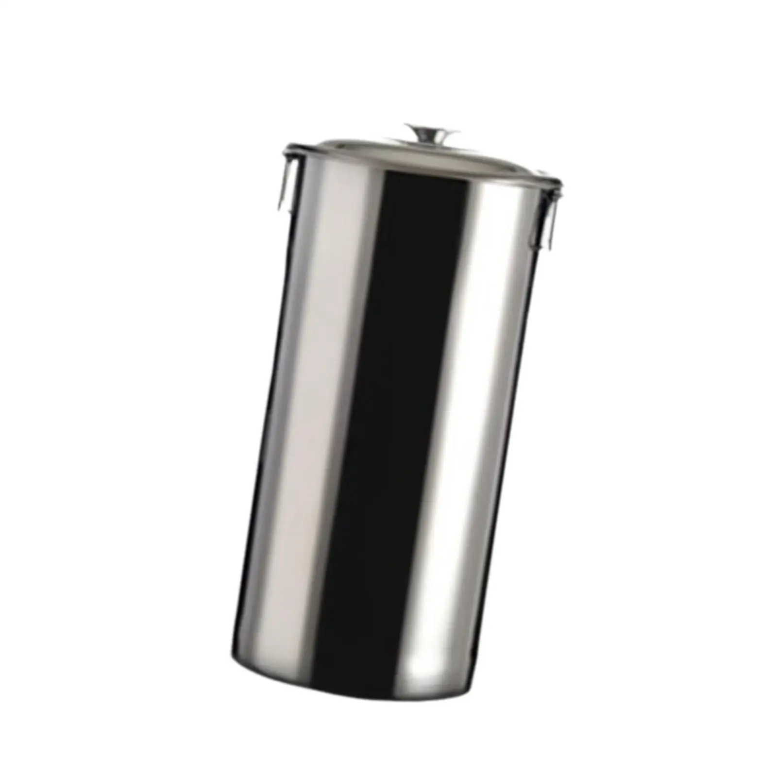 Stainless Steel Round Bucket Milk Jug Storage Container with Lid Double Handles for Bubble Tea Shops Restaurant Use