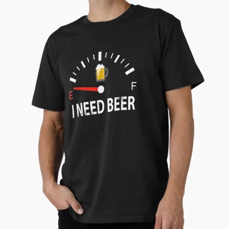 Funny Beer Lover Gift Idea With Beer Fuel Gauge T shirt 100% cotton O-Neck Short Sleeve Graphic clothes All size tee S-6XL