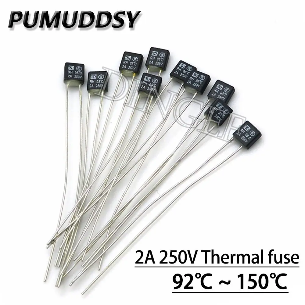 Black Square Fan Motor 2A 250V Thermal fuse LED Fues 92 95 105 110 115 120 125 130 135 140 145 150 degree Temperature Switches