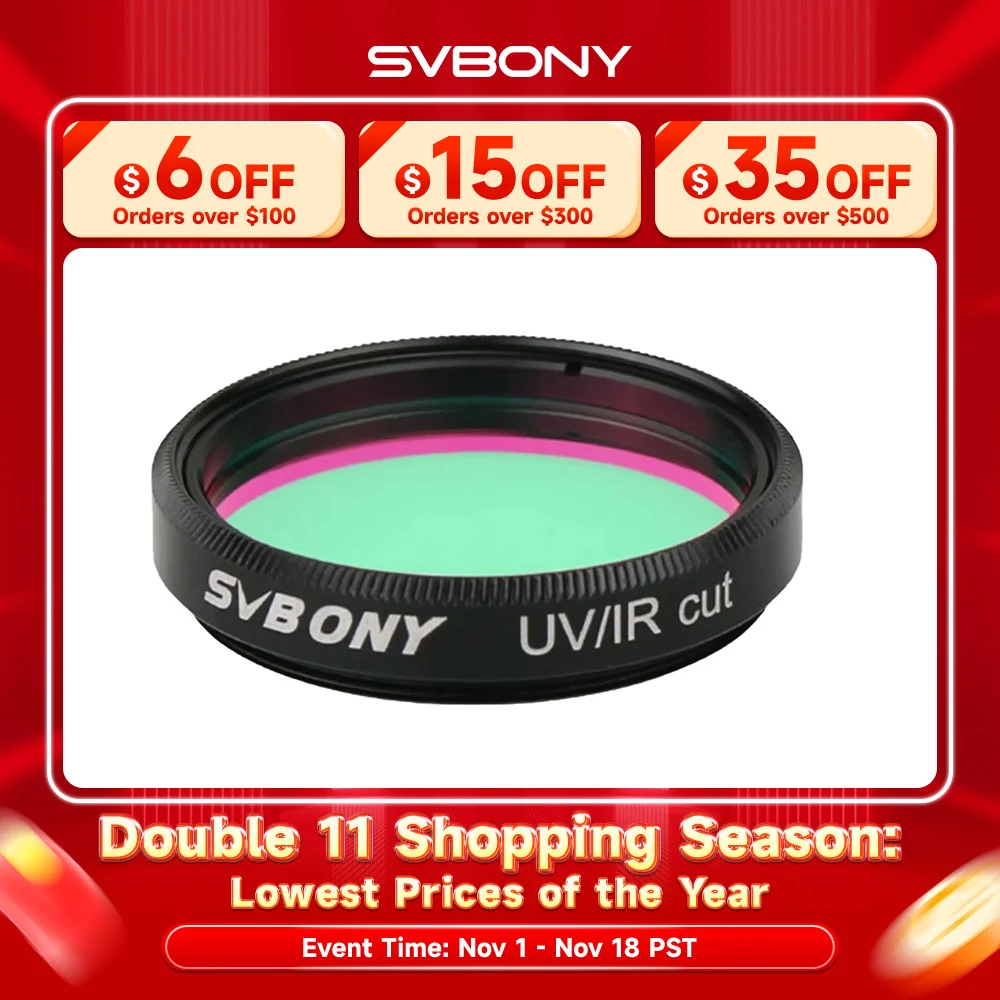 Svbony UV IR Cut Telescope Filter 1.25/2 Inch Threads Infra Red Filter for CCD Camera Eyepieces and Astronomical Camera