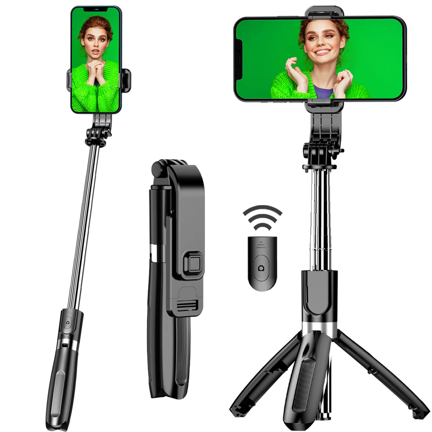 

L02 Foldable Selfie Stick Tripod with Wireless Bluetooth Monopod 360 rotate Phone Holder Mini Tripod for iPhone Samsung Xiaom