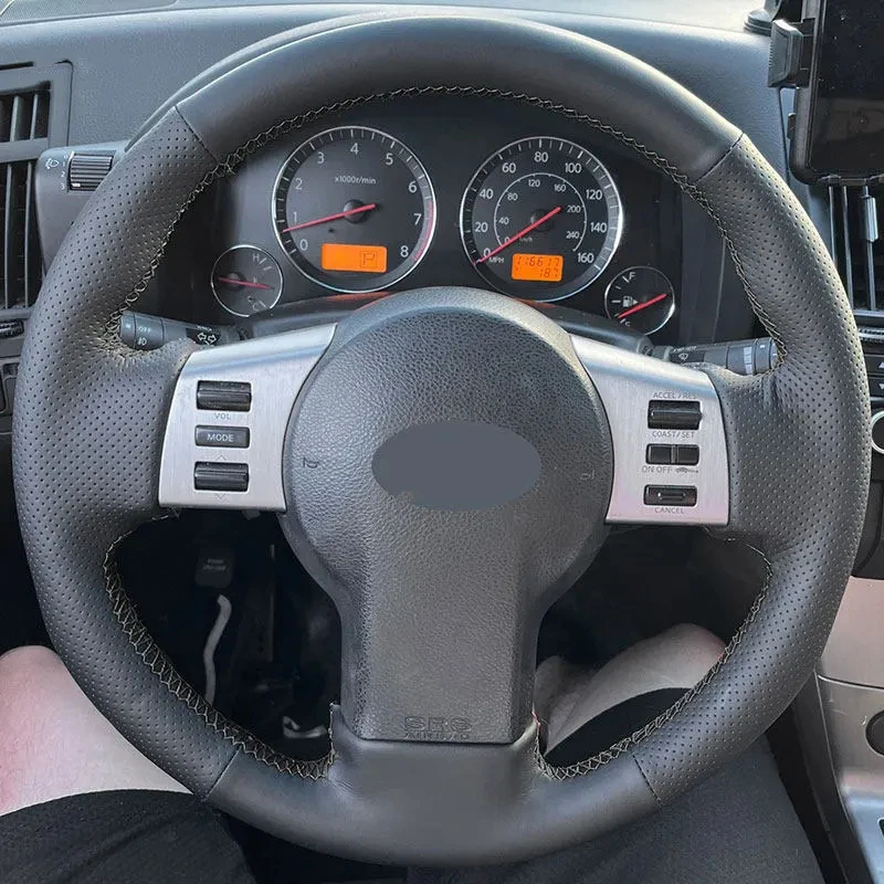 Hand Braid Car Steering Wheel Cover For Nissan 350Z 2003 2004 2005 2006 2007 2008 2009 Black Perforated Microfiber Leather Decor