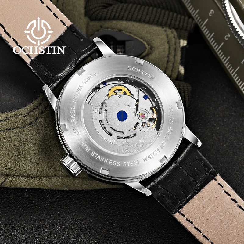 OCHSTIN Fully Automatic Mechanical Movement Watches Men's Genuine Leather Strap High-end Quality Waterproof Understated Watch