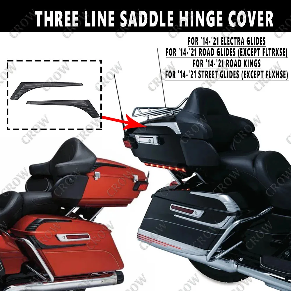 Tri-Line Saddlebag Hinge Cover Motorcycle Decoration Accessories Fit For HARLEY Road Kings Electra Street Glides 2014-2020 2021