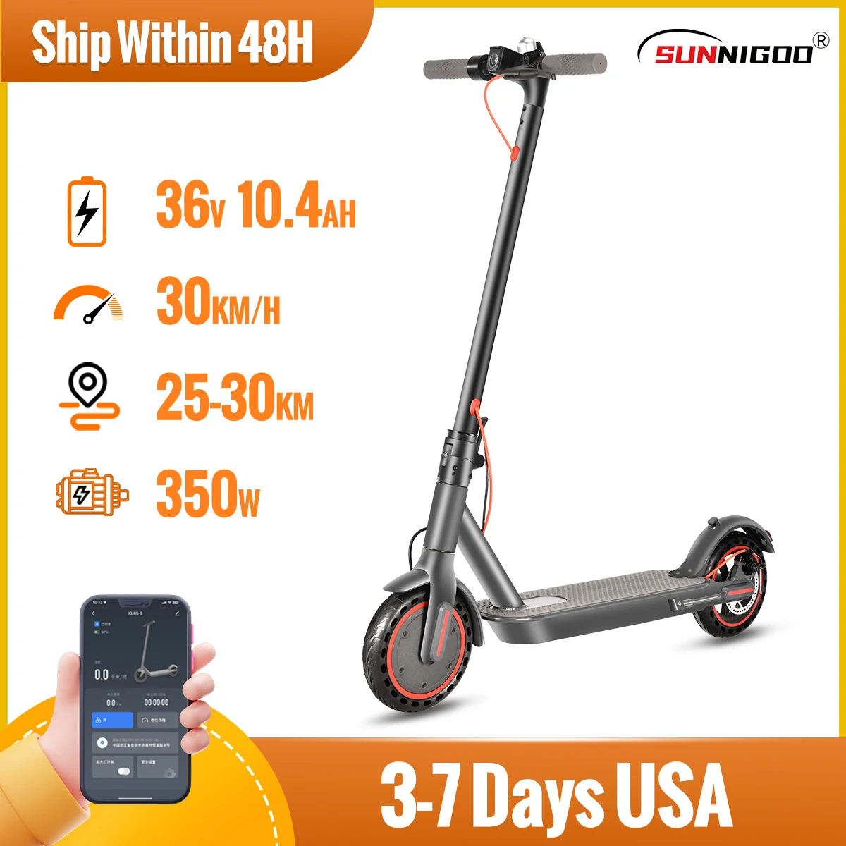 N7PRO 350W Adult Electric Scooter 36V 10.4Ah Escooter Kick Scooter Support APP Lightweight Long Range 30km Scooter EU Warehouse