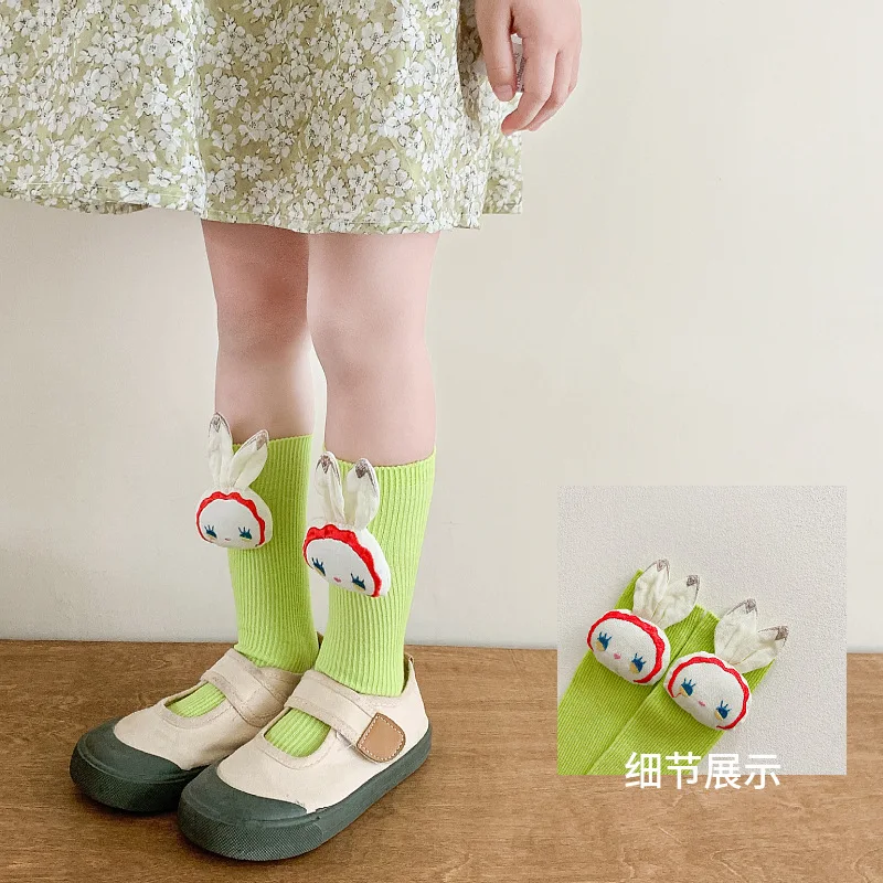 Baby Girls Knee High Socks Cartoon Winterr Autumn Cotton Socks Solid Candy Color Kids Toddler Short Socks For Children