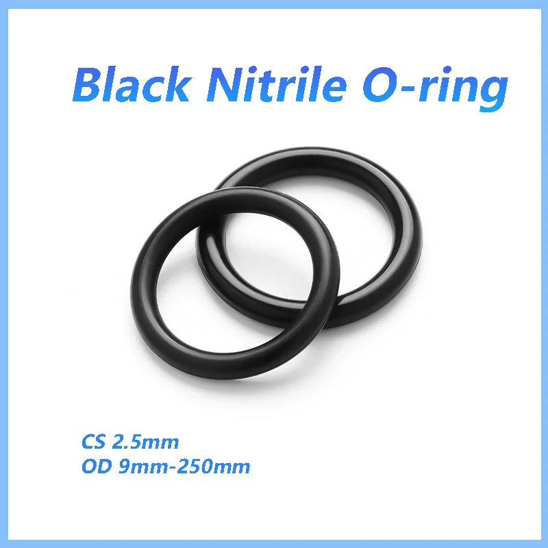 

Black Rubber Ring NBR Sealing O Ring CS 2.5mm OD9/10/11/12-250mm Silicon High Pressure Repair Oil Resist Band Sealing Ring 3Pcs