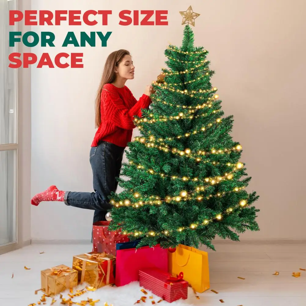 5/6/7/8/10FT Artificial Christmas Tree , Detachable，Easy To Assemble，Iron Base ，Vivid Leaves Texture，Winter Party Decoration