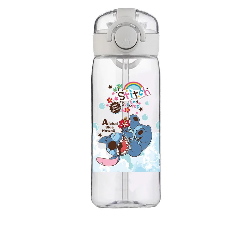 Children's Disney Stitch Water Bottle, 400ml, à prova de vazamento, fofo, plástico, escola, esporte ao ar livre, menino, menina, alta qualidade